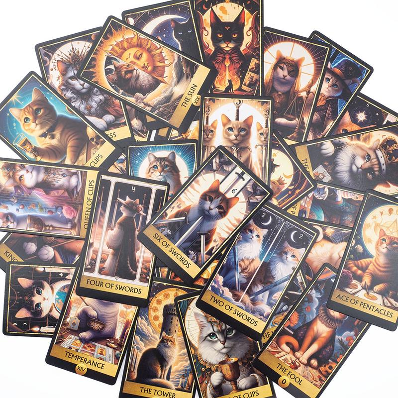 Cat Tarot A 78 Card Deck  English Version Board Game for Easy and Fun Fortune Telling Perfect for Family Gatherings