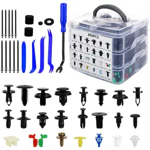835 PCS Car Push Retainer Clips and Plastic Fasteners Kit - 24 Sizes Nylon Bumper Fender Clips Plastic Rivets with Fasteners Removal Tool for Toyota GM Ford Honda Acura Chrysler Blue