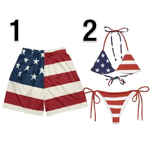 Mesh shorts with American flag print - Retro American street style | American flag shorts ready for parties and perfect for the beach, Gift For Her & Him