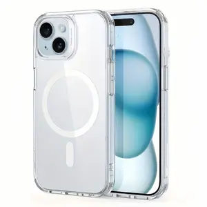 Luxury Transparent Magnetic Wireless Charging Case for iPhone 11 Pro Max, 11 Pro, 11, Tpu Shockproof Protective Cover