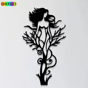 1pc Tree Goddess Metal Wall Art, Enchanting Tree Goddess Statue Mural, Ideal Gift for New Year, Christmas, Nature & Mythology Enthusiasts,  Wall Sculptures, Perfect for Indoor Wall & Outdoor Fence, Magical Home & Garden Accent