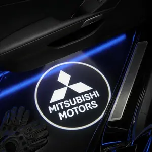 2 Pcs Mitsubishi Carbon Fiber Welcome Light Set, Car Door Projection Lamp, Laser Light, Decorative Floor Lamp (batteries Not Included)