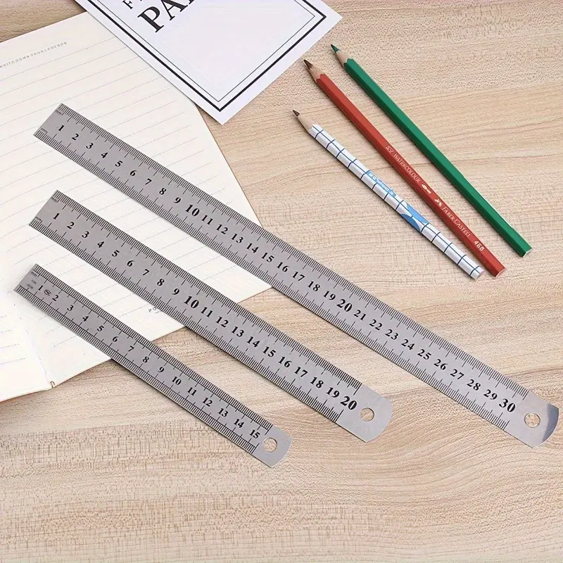 1pc Ruler Metal Straight Edge Ruler Stainless Steel Ruler,Painting, Drawing, Ruler, Steel Ruler, Double-sided Scale, Office Stationery, Ruler, Measuring Instrument