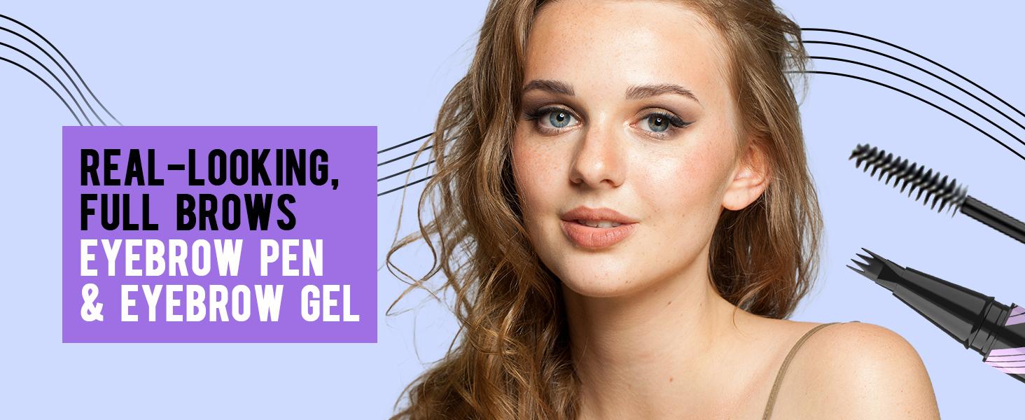 iMethod Eyebrow Pen and Eyebrow Gel - Brow Pen  2-in-1 Eyebrow Pencils for Woman with Micro-Fork Tip and Brow Gel Clear, Fuller Eyebrows, Stay All Day Makeup Cosmetic