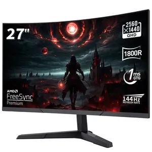 27-inch 2K QHD Curved Gaming Monitor- 144Hz, 1ms, 100% sRGB, Adaptive-Sync, HDMI/DisplayPort, Black, Model 27RF142