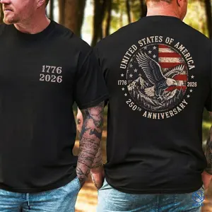 America 250 Shirt, 250th Anniversary Eagle Tee, 1776–2026 Patriotic Front & Back Print, 4th of July Gift for Men | GHINI