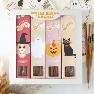 Divine Spells Halloween Scented Incense Sticks Box Perfume - 15 Sticks Spiced Pumpkin Witching Hour Marshmallow Mystic Mandarin Aroma Fragrance