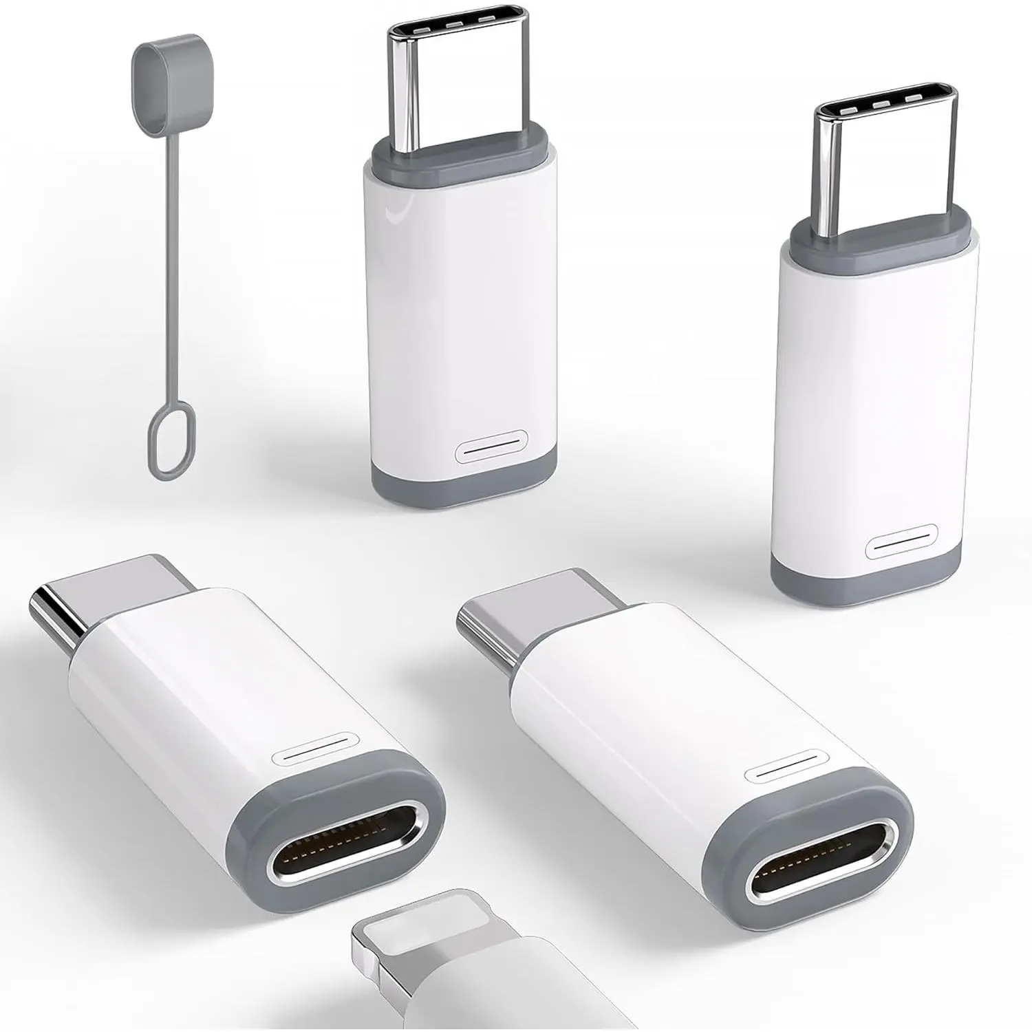 4-Pack Lightning to USB-C Charger Adapters - Lightning Female to USB-C Male Electronic Connector for iPhone 15/16/16 Pro Max/Plus, iPad, Cellphone; Plastic & Metallic Build, Charging & Data Sync Support (Not for Audio)
