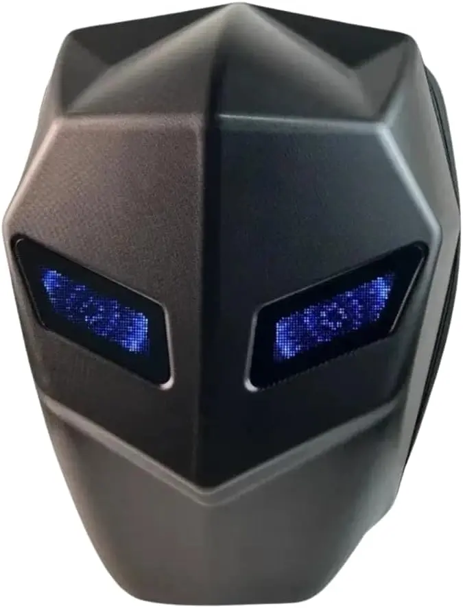 Smart LED Waterproof Motorcycle Backpack – Black Geometric Hard Shell and App-Controlled LED Display (Black Gradient Bike Bag-Medium)