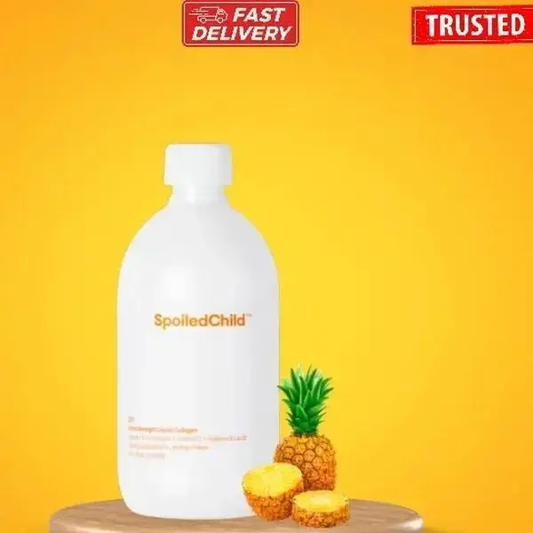 SpoiledChild Liquid Collagen Supplement - Collagen Peptides, Vitamin C, Hyaluronic Acid, Pineapple Flavor, 400ml (13.5 fl oz) - Natural Skin Care Beauty Support for Daily Nutritional Needs