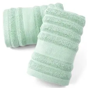 2 pack Ribbed Striped Hand Towels Soft and Absorbent Cotton Face Towels Bathroom Hand Towels Fashion Accessories