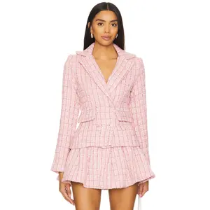 MORE TO COME Ashtyn Tweed Blazer in Baby Pink