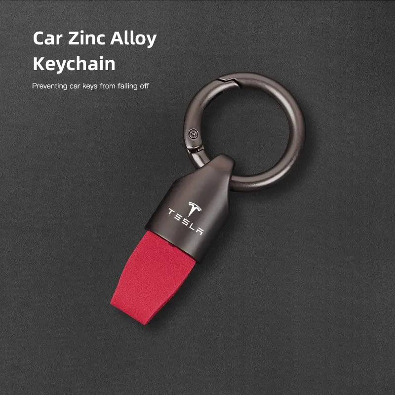Zinc Alloy Leather Car Key Chain Strap Keyring For Tesla Model 3 Model S Model X Model Y Cybertruck Roadster SpaceX
