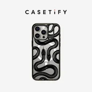 CASETiFY Black Kingsnake iPhone 16/15/14 Series Phone Case MagSafe Impact / Impact / MagSafe Impact Ring Stand - Black