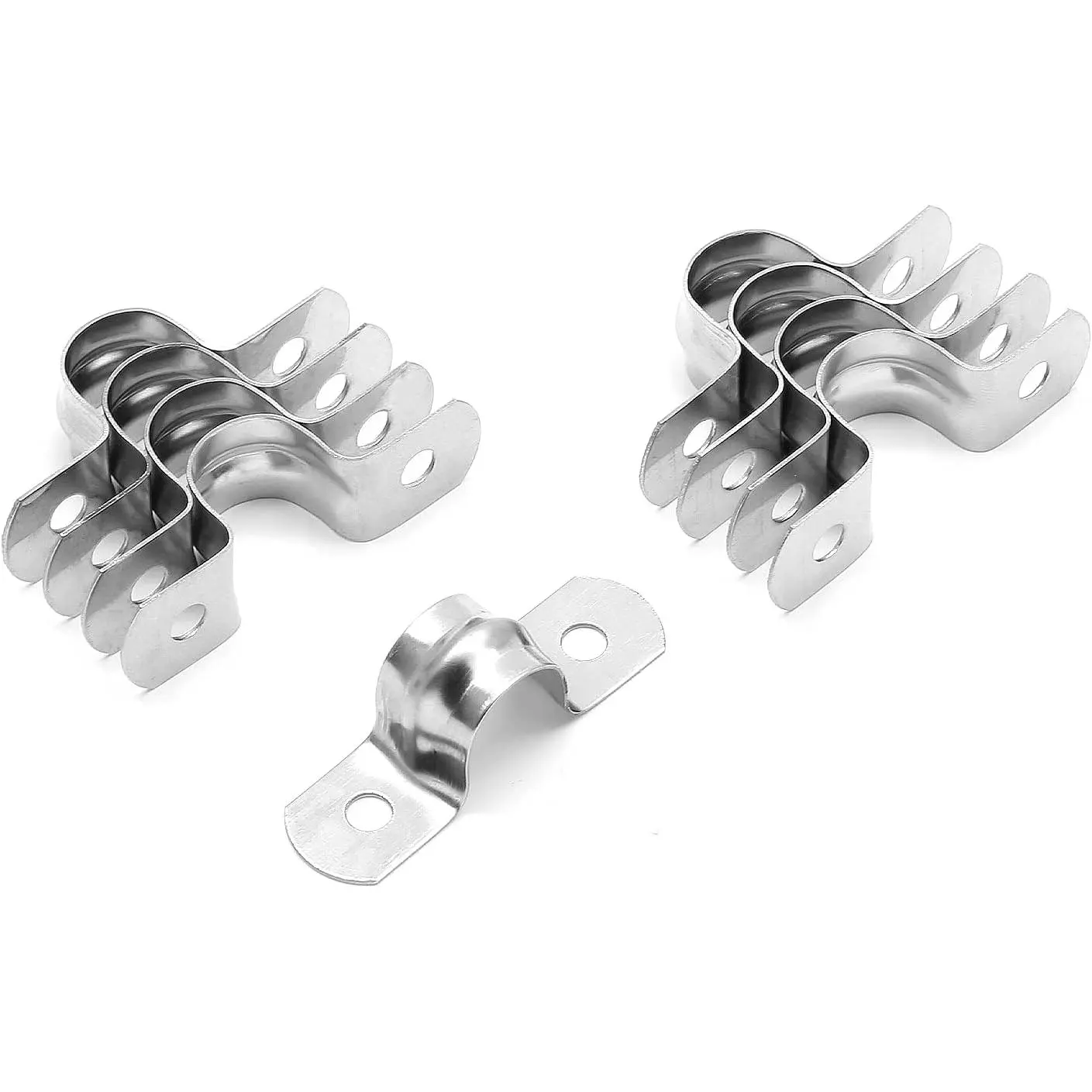 30 count 1/2 Inch Stainless Steel Conduit Clamps, Two Hole Strap U Bracket Rigid Pipe Strap Metal U Clamp Conduit Strap Tension Clips U-tube Clamp Heavy Duty