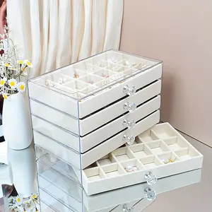 New Deluxe Pearl Necklace Large Capacity Storage Box, Dust-proof Desktop Bracelet and Beaded Jewelry Organizer - Multifunctional Christmas Gift, Jewelry Box