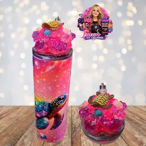 20 Oz Stainless Steel Pink Ocean Turtle Beach Light Up Ice Tumbler