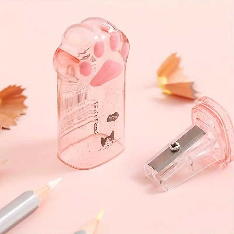 Cute Cat Claw Design Pencil Sharpener, 2 Counts Creative Design Pencil Sharpener with Refill, Portable Pencil Sharpener for Students & Office Workers