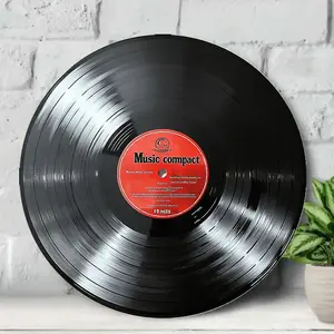 Classic Vintage Vinyl Record Wall Art, Music Compact Album Display, Aluminum Frame with Label, Home Bar Cafe Music Room Decoration