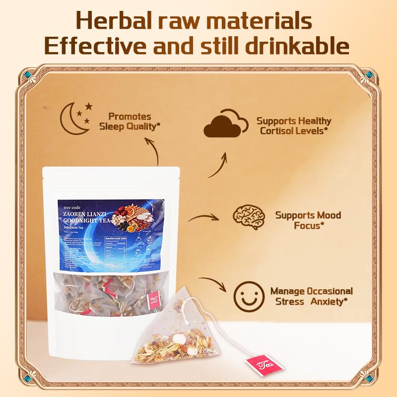 Treecode Ziziphus Sleep Tea (Sour Jujube Seed) | Melatonin-Free Deep Sleep Aid | Caffeine-Free Calming Herbal Blend (30/60 Count)