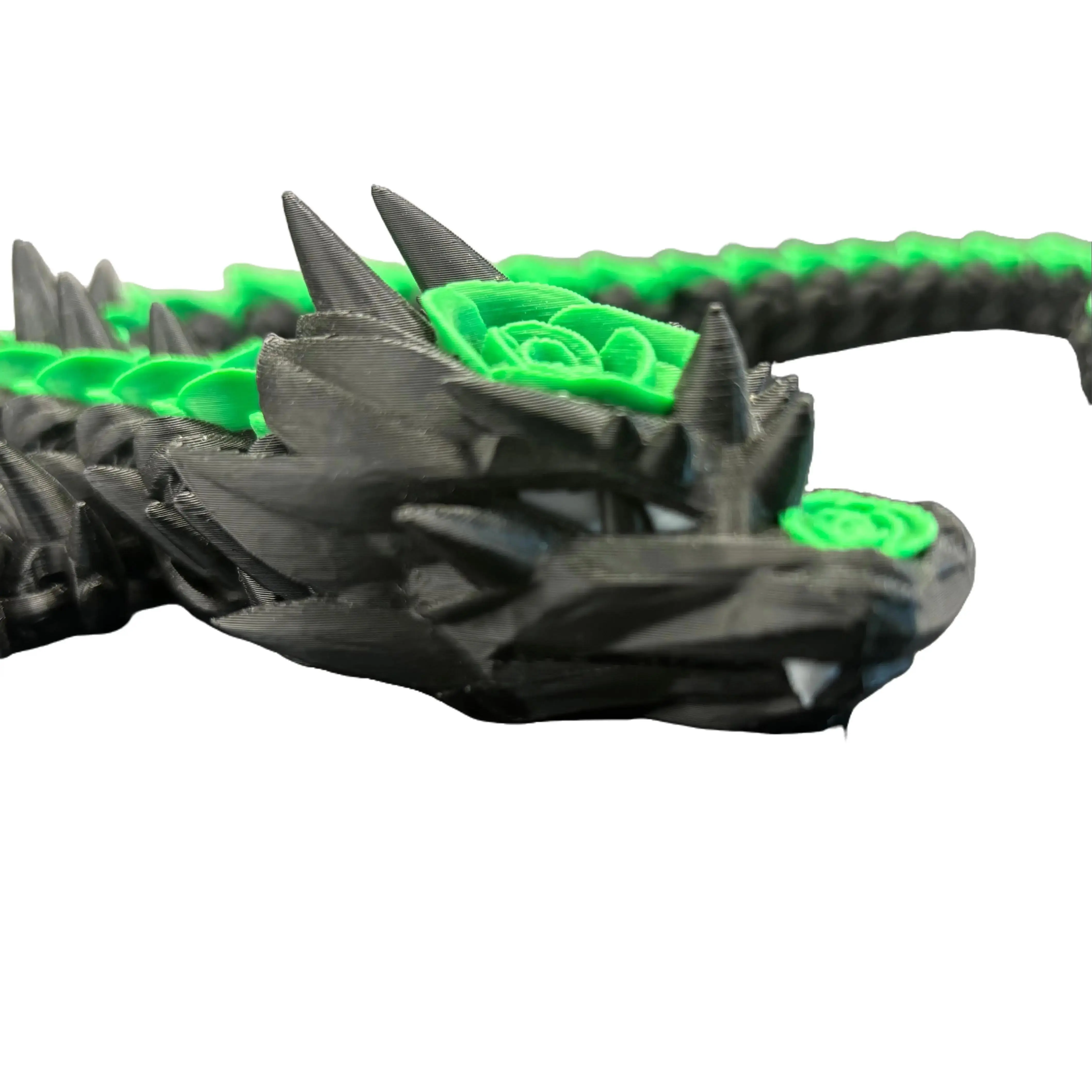 Articulated Rose Dragon - 3D Printed Fantasy Collectible with Customizable Floral Detail Lightweight Decorative Shelf Ornament 21" Long x 2" Tall