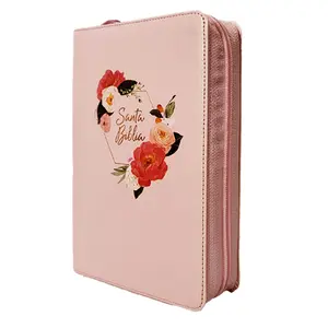 Santa Biblia Reina Valera 1960 Letra Grande 12 puntos color durazno con flores