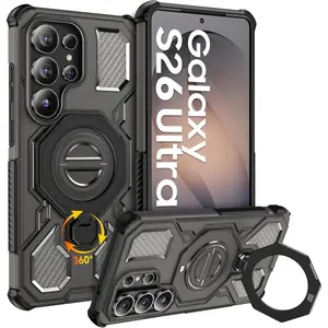 For Samsung Galaxy S26 Ultra Case, [360 Spin Magnetic Stand] [Compatible with MagSafe], Military Grade Protective S26 Ultra Case with Kickstand & Ring Holder, Translucent