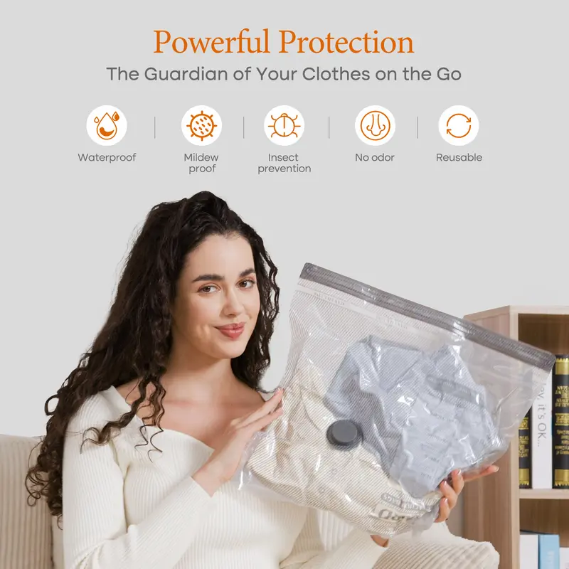【Black Friday 】2026 Vacease Cordless Vacuum Sealer Bag Set with Rechargeable Air Pump, Slim PA+PE Dual-Zipper Design Airtight Sealing Space Saver Storage Bags, Travel Organizer Durable Pouch for Luggage Clothes and Clothing Travel Space-Saving