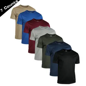Pack of 7 + quick-dry crew-neck short-sleeve T-shirts + breathable quick-dry mesh design + suitable for young men + short-sleeve shirts for indoor and outdoor running and fitness training