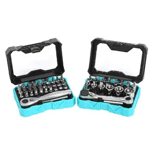 #Summervibes DURATECH 56-Piece 1/4" Mini Ratchet Wrench and Screwdriver Bit Set, 2-in-1, 72-Tooth and 60-Tooth with Bit Socket Set, Storage Cases Included