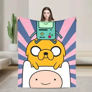Adventure Time Cartoon Flannel Blanket 2025–Finn, Jake, Marceline, Princess Bubblegum–Super Soft Flannel Blanket, an Ideal Gift For Children and Enthusiasts on Special Occasions. Perfect For Use at Home, Office, Outdoors and Parties.