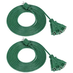 DEWENWILS 15ft Outdoor Extension Cord, Weatherproof 16/3 SJTW Power Cable for String Lights and Landscaping String Lights (2 Pack)-HTOG15A