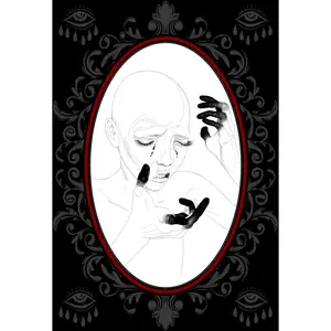 Keening art, dark art, gothic art, punk art, depression art, sadness art, black and red art, Artistic Decor