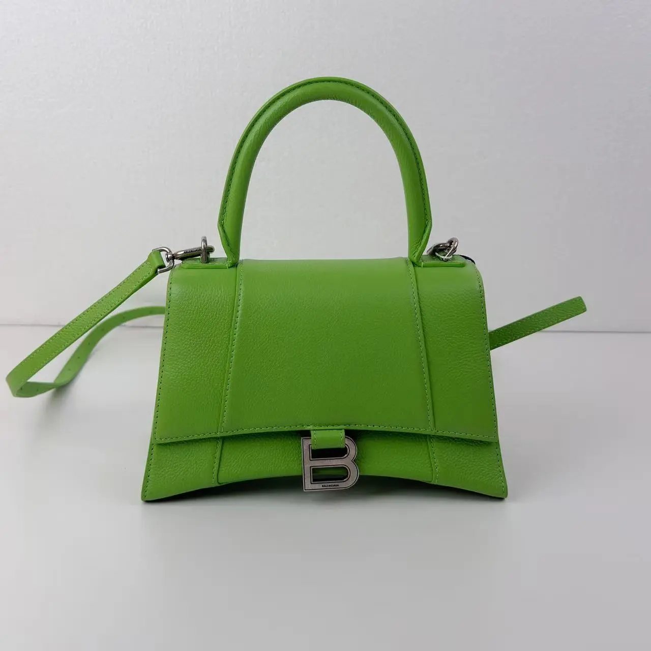 Pre-owned Balenciaga Parisienne Green Leather Hourglass Handbag Shoulder Bag, mssj