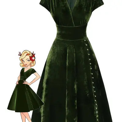 Taylor Swift Green Velvet Dress - TikTok Shop
