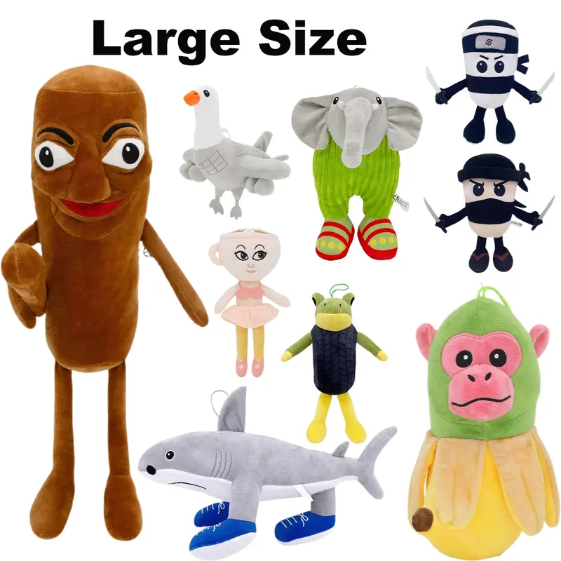 Large Size Plush Toys Italian Brainrot Inspired, Tung Tung Tung Sahur, Tralalero Tralala, Shimpanzinni Bananini, Lirili Larlla, Cappuccino Assassino Plush Soft Stuffed Meme Dolls for Collectors & Fans, Funny Birthday Gift Ideas, Huggable Stuffed Animal