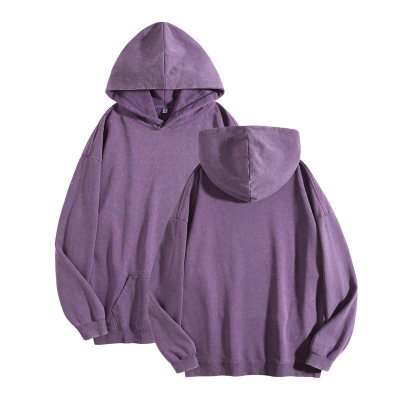 Digitex Women's Oversized Acid Wash Cotton Hoodie Minimalist Design Loose Fit with Kangaroo Pocket & Ribbed Cuffs for Fall Winter Fashion Casual Sweatshirts - Womenswear