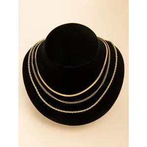 3pcs/set 14k Gold Plated Waterproof Tarnish Resistant Women's Stainless Steel Herringbone Necklace, Dainty Gold Chain Necklace & Simple Layered Gold Necklace - Women's Gold Jewelry Gift Set