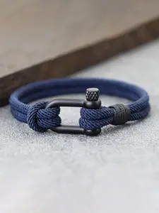 Handmade Woven Bracelet for Men, Stackable Bracelets, Outdoor Survival Rope with Buckle Clasp, Durable Dual-Layer Design, Perfect for Hiking & Camping