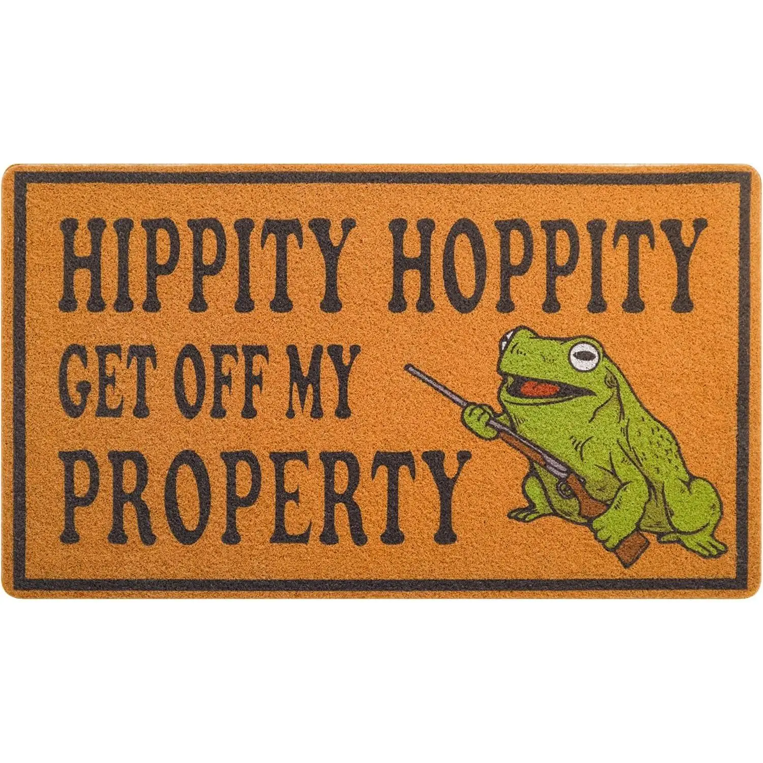 Funny Door Mat for Front Door, Frog Doormat for Outside Entrance Hippity Hoppity Get of My Property Welcome mats 30x18 inch with Anti-Slip Rubber Back