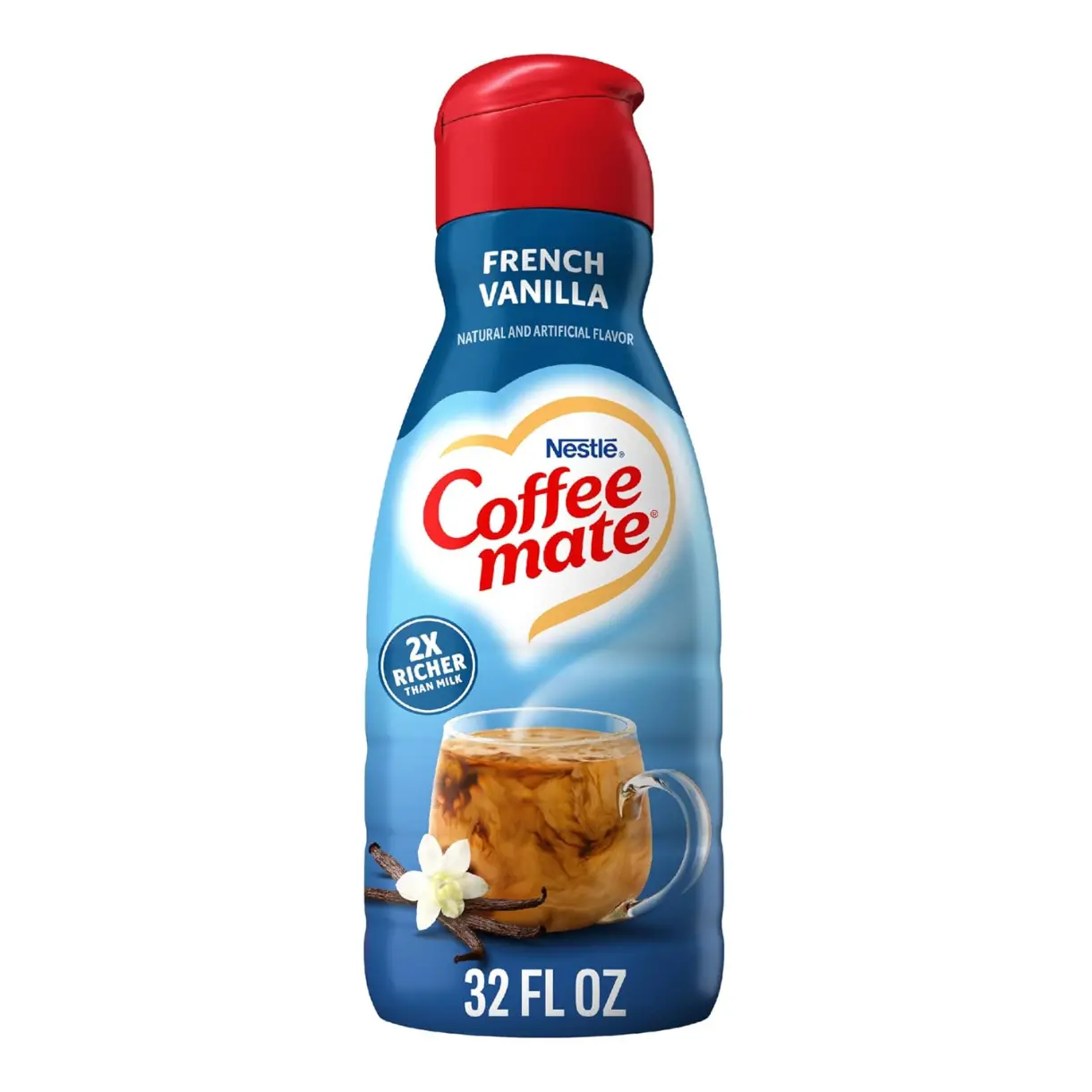 Coffee Mate French Vanilla Flavored Coffee Creamer, Non-Dairy, Gluten-Free, 63 Servings, 32 Fl Oz | Non-dairy gluten-free coffee creamer; French vanilla; 63 servings; 32 fl oz