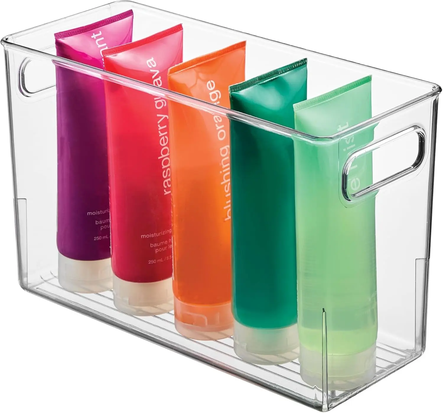 Slim Clear Plastic Bathroom Storage Bin, Tall Narrow | Organizer for Lotions, Creams, Toiletries