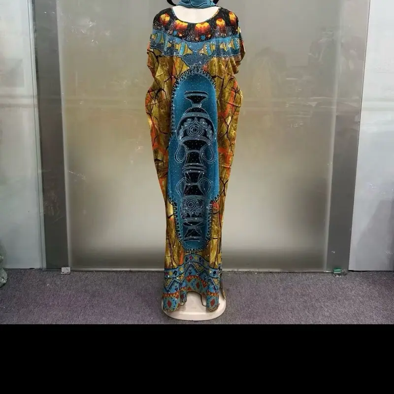 Midnight Majesty Kaftan, Women's Long Flowy Maxi Dress for Evening Parties, Casual Summer Wear