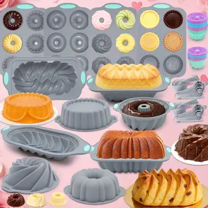 70/45 Piieces,Silicone Baking Set, Kitchen Oven Cake and Bread Molds for baking bread, toast, muffins, and cakes. Also ideal for making mousse, jellies, chocolates, and puddings. Perfect for birthdays, anniversaries, weddings, and other occasions.