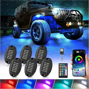 6 Pods Alloy LED Rock Lights for UTV ATV Golf Cart  RZR Offroad, Upgraded  Multicolor RGB Neon Underglow Kit for  with APP  Mode, Metal  Underbody Light