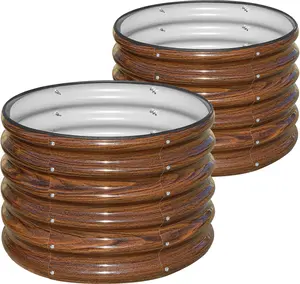 Raised Garden Bed, 2 PCS 2×2×1.5ft Round Galvanized Outdoor Planter Box, 17" Tall Deep Metal Garden Bed Kit for Planting Vegetables, Fruits, Flowers