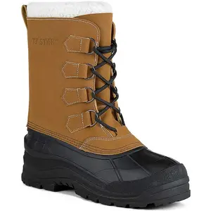 Men'S Leather Waterproof Winter Snow Skid Boots,Classic Felt Lined Warm Snow Duck Boots for Men TF STAR
