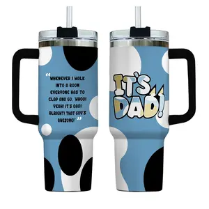 Blue Dad 40oz Tumbler, Blue Heeler Dog Dad Stainless Steel Cup, Father’s Day Gift for Dog Lovers, Insulated Travel Mug, Aussie Cattle Dog Owner Drinkware
