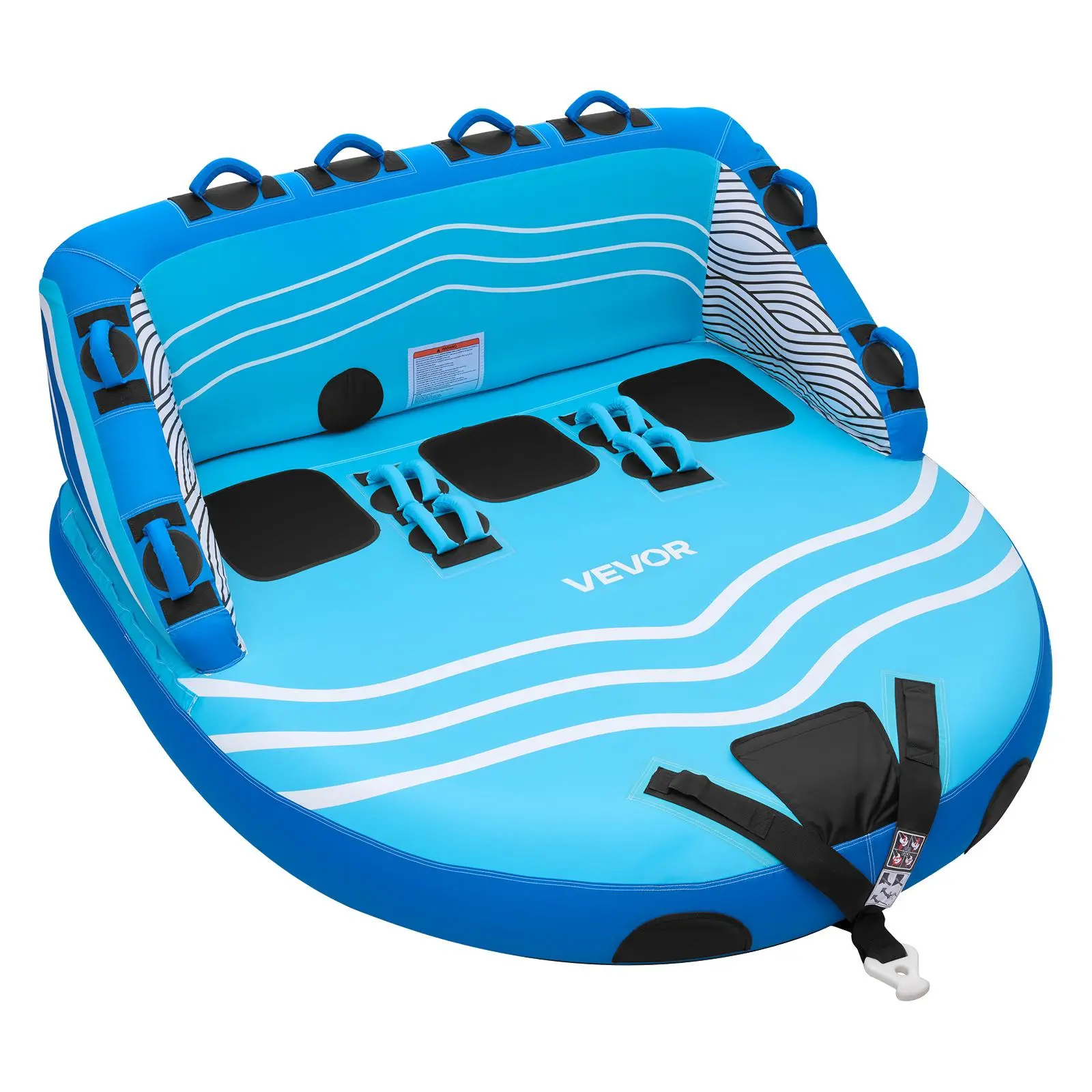 【SummerFinds】VEVOR Towable Tubes for Boating, 3-Rider Inflatable Towable Tube for Boat to Pull, 510 lbs Capacity Water Sports Boating Tubes - with Full Nylon Cover, Dual Tow Points, Safety Valve & Padded Handles
