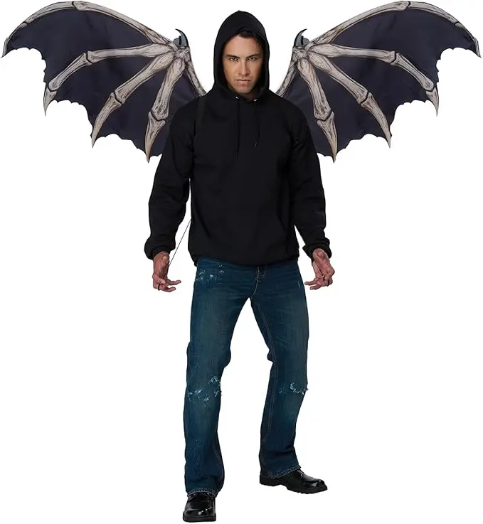 Bat Skele-Bone Wings - Black/Bone - Cosplay Costume Accessories - One Size